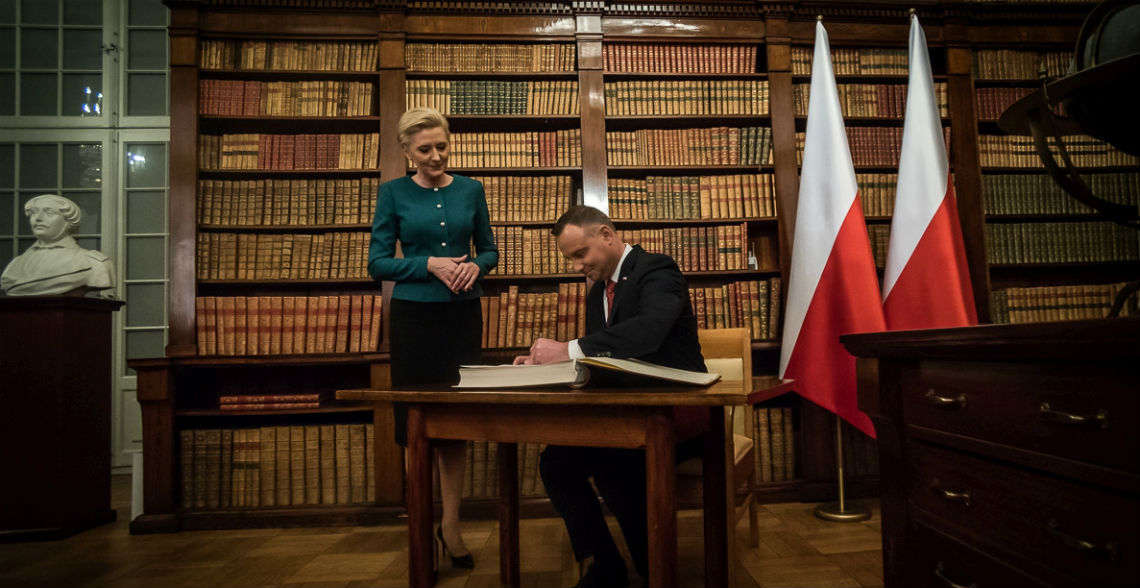 Prezydent Andrzej Duda wraz z małżonką w Bibliotece Narodowej