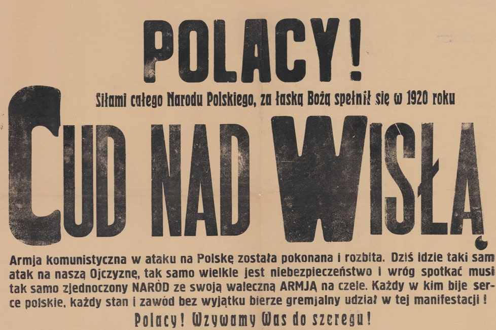 Druk ulotny informujący o obchodach szesnastej rocznicy Bitwy Warszawskiej w Borysławiu (1936), Polona