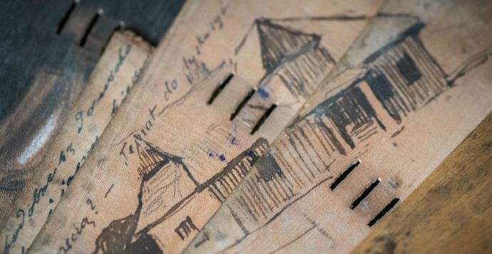Powiększ obraz: Fragment wpisu na wachlarzu